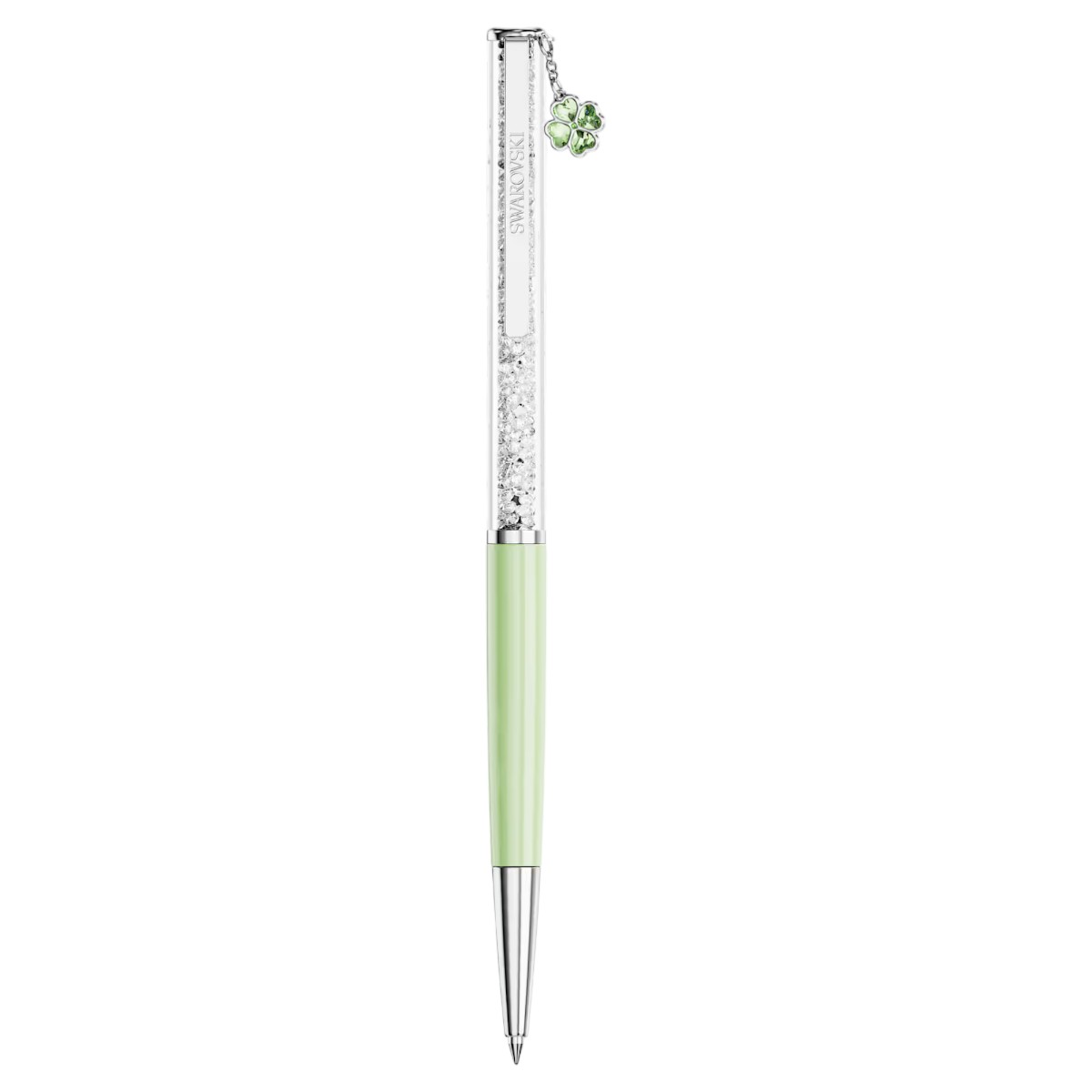 Swarovski Clover Crystalline Ballpoint Pen, Green Lacquered and Chrome Plated