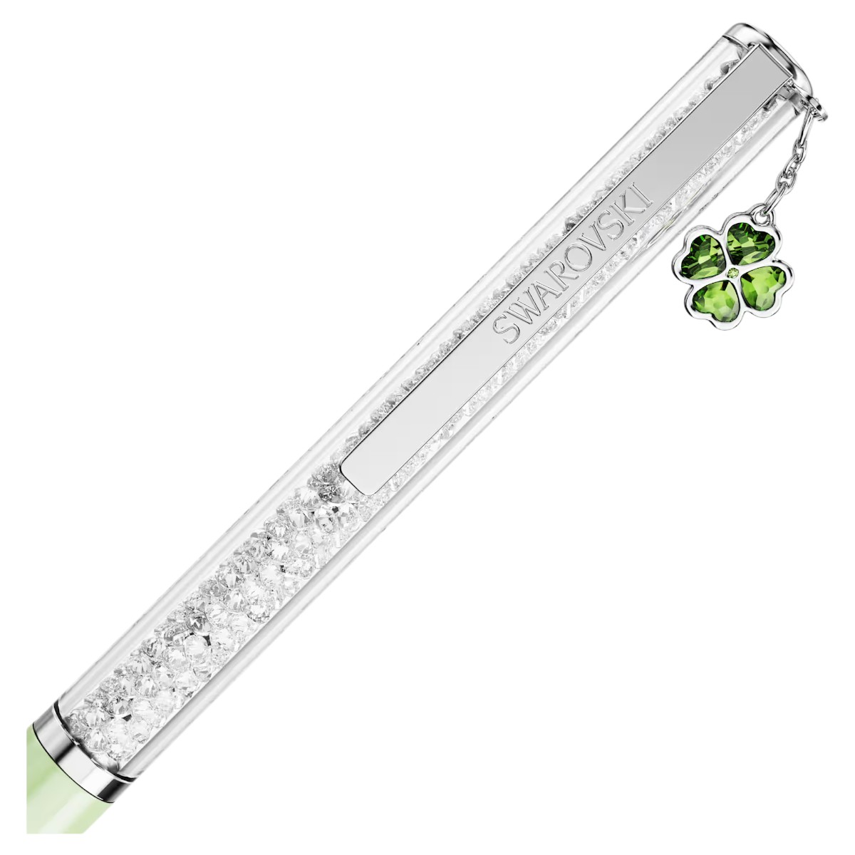 Swarovski Clover Crystalline Ballpoint Pen, Green Lacquered and Chrome Plated