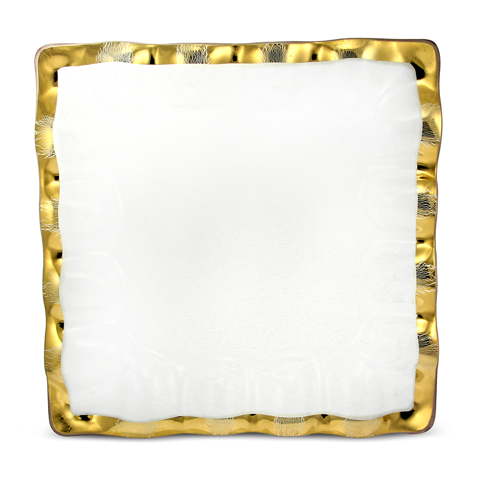 Annieglass Ruffle Gold Square Server, 11.5