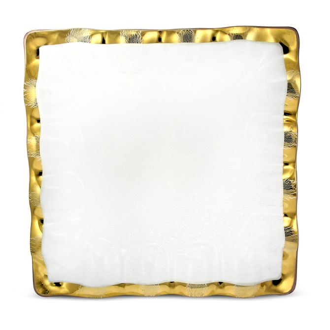 Annieglass Ruffle Gold Square Server, 11.5"