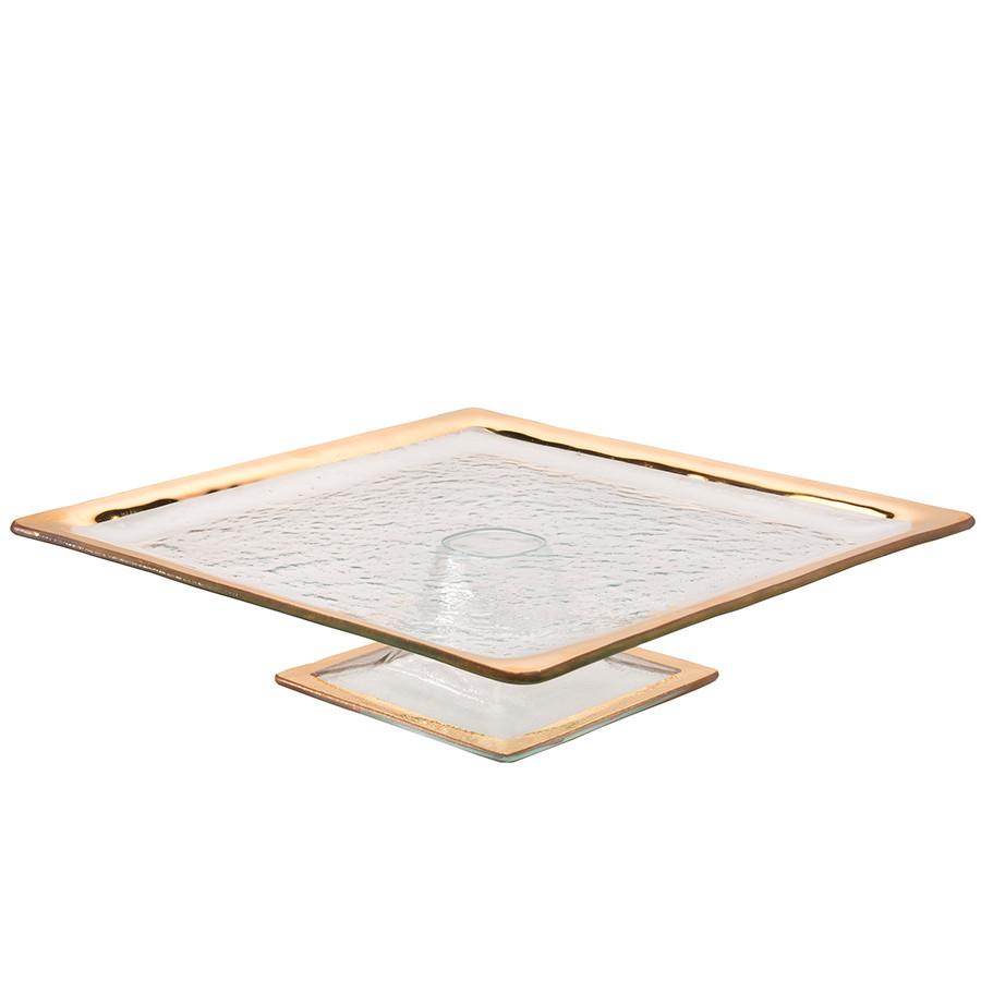 Annieglass Square Cake Plate Gold