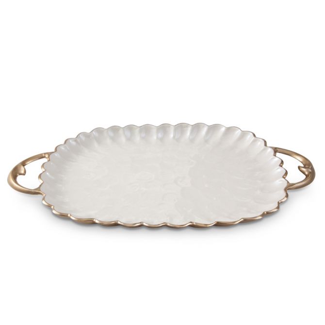 Julia Knight Peony 22" Tray Gold Snow