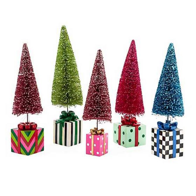 MacKenzie-Childs Granny Kitsch Bottle Brush Gift Trees, Set of 5