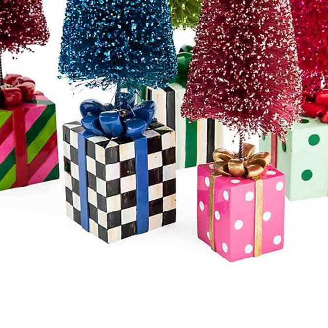 MacKenzie-Childs Granny Kitsch Bottle Brush Gift Trees, Set of 5
