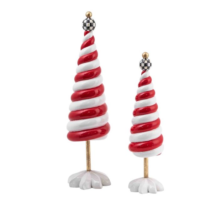 MacKenzie-Childs Peppermint Candy Trees, Set of 2