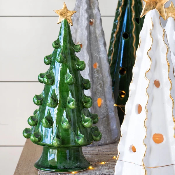 Vietri Foresta Green Medium Tree with Gold Star