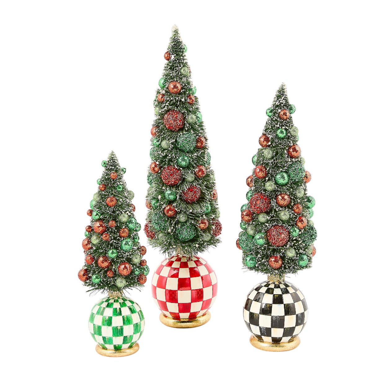 MacKenzie-Childs Check It Out Illuminated Bottle Brush Tree, Small