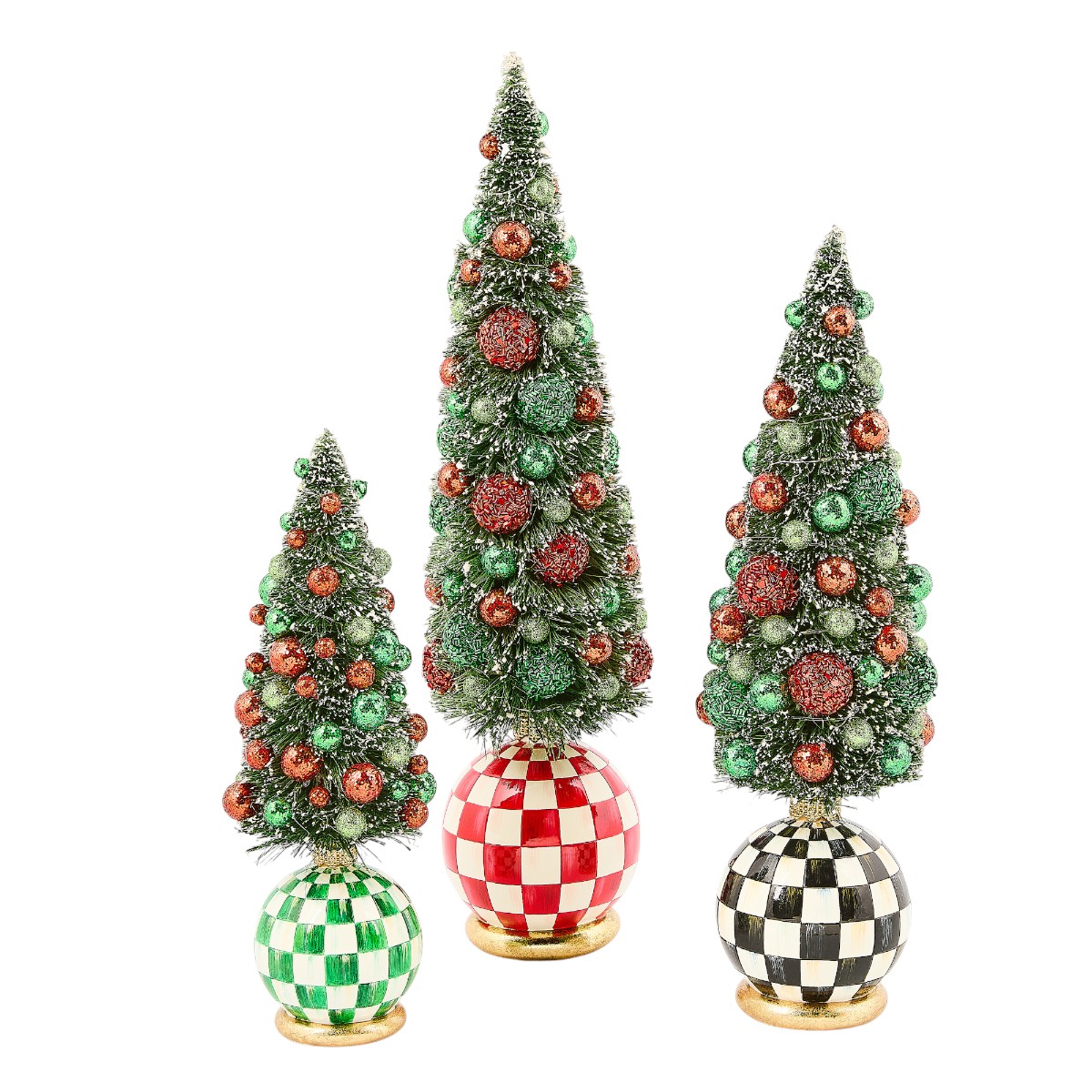MacKenzie-Childs Check It Out Illuminated Bottle Brush Tree, Medium
