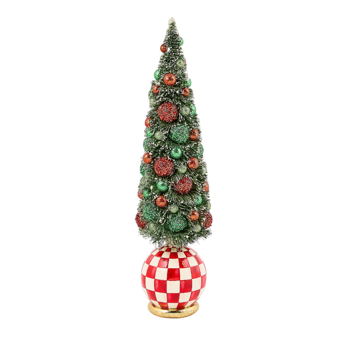 MacKenzie-Childs Check It Out Illuminated Bottle Brush Tree, Large