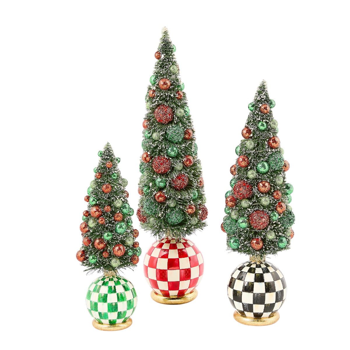 MacKenzie-Childs Check It Out Illuminated Bottle Brush Tree, Large