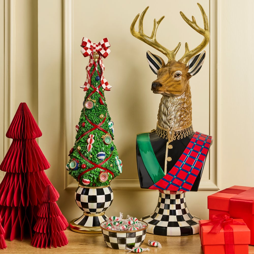 MacKenzie-Childs Timeless Tartan Illuminated Topiary Tree