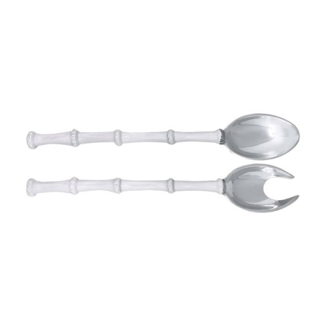 Mariposa Bamboo White Salad Servers