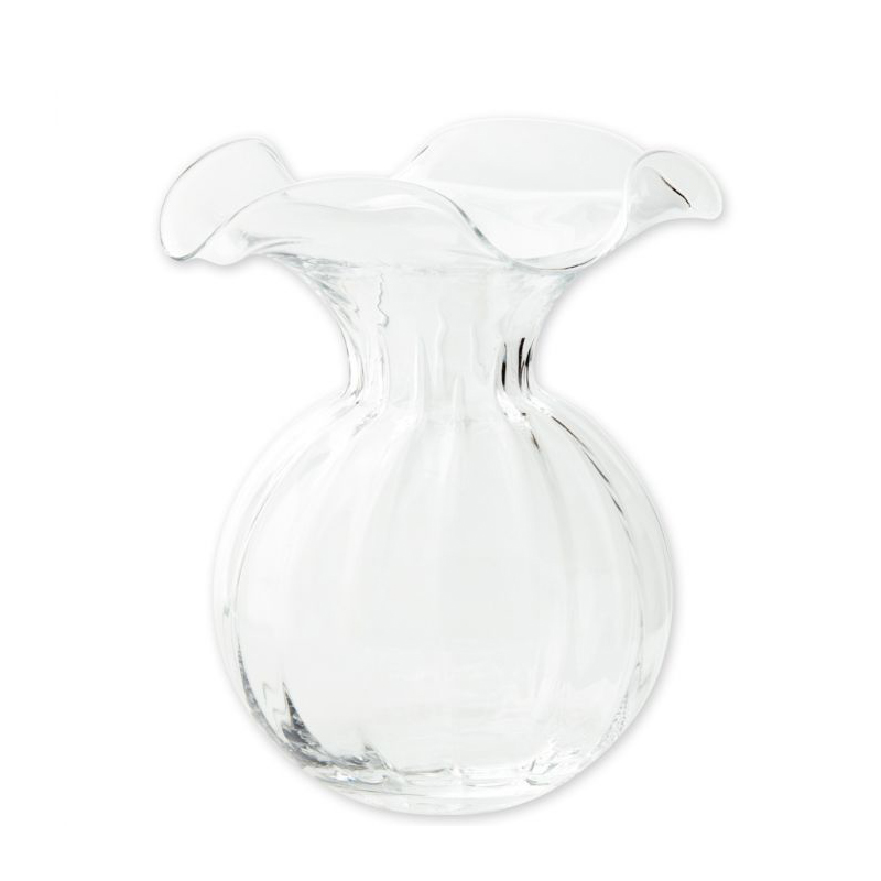 Vietri Hibiscus Glass Clear Fluted Vase, Large