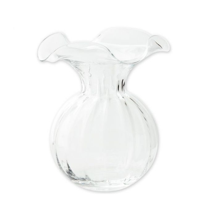 Vietri Hibiscus Glass Clear Fluted Vase, Large