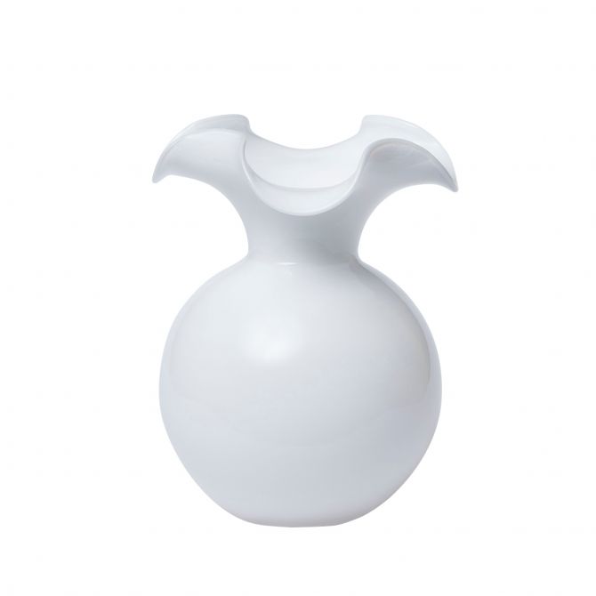 Vietri Hibiscus Glass White Vase, Medium