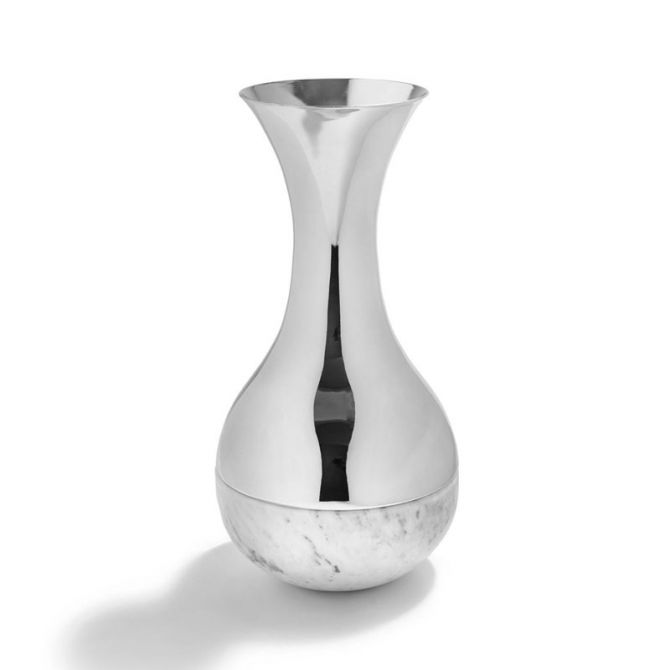 Anna New York Dual Vase in Marble & Silver Metal