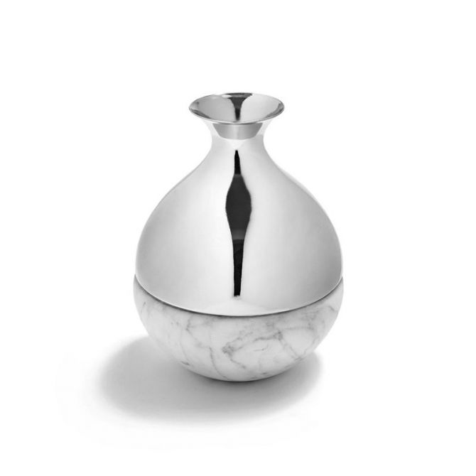 Anna New York Dual Bud Vase in Marble & Silver Metal