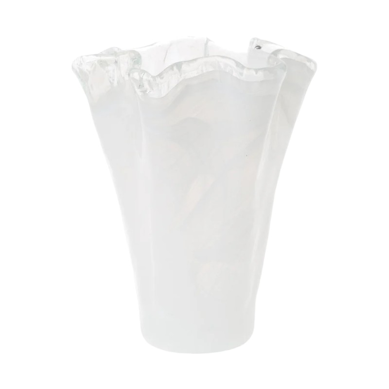 Vietri Onda Glass Vase, White and Medium