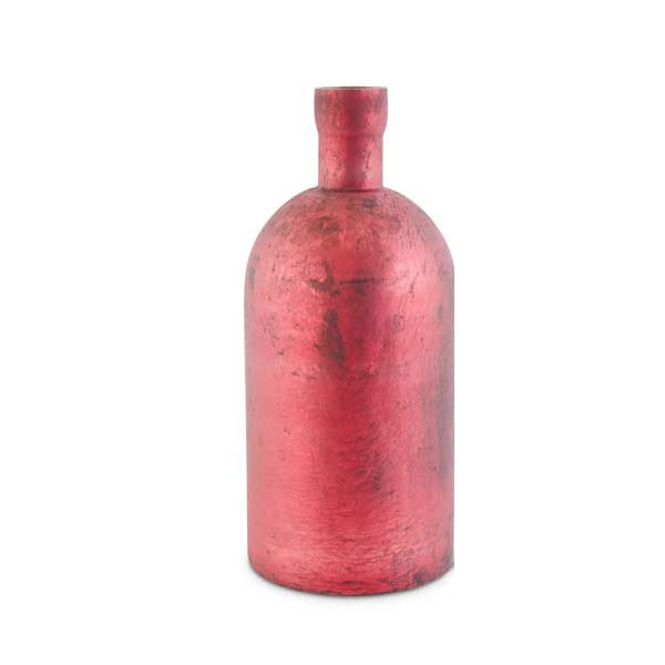 K&K Interiors Antique Red Matte Glass Bottle Vases, Large