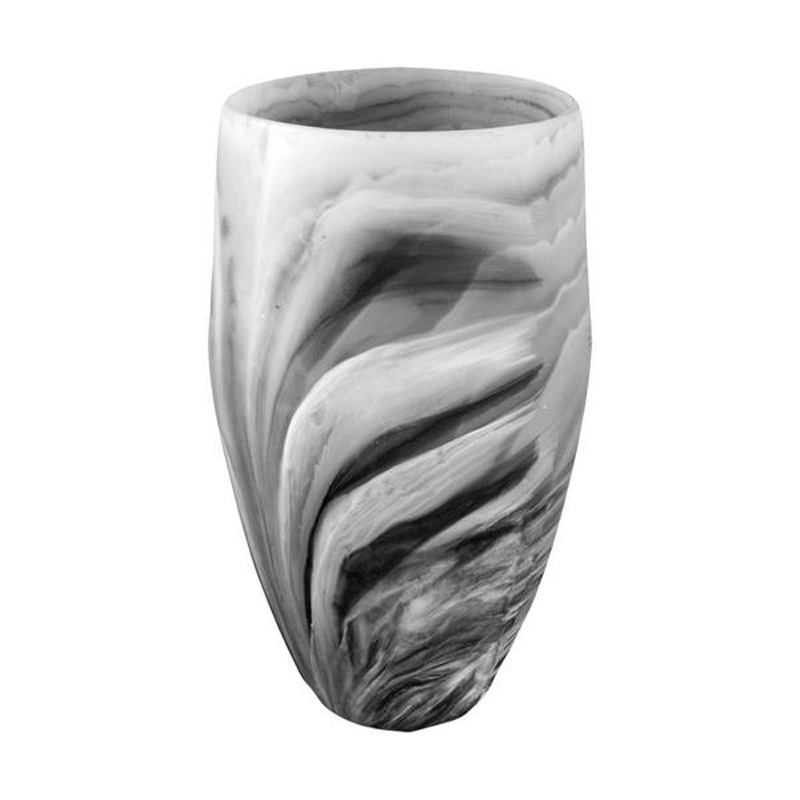Nashi Large Resin Classical Vase, Black Swirl