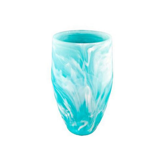 Nashi Medium Resin Classical Vase, Aqua Swirl