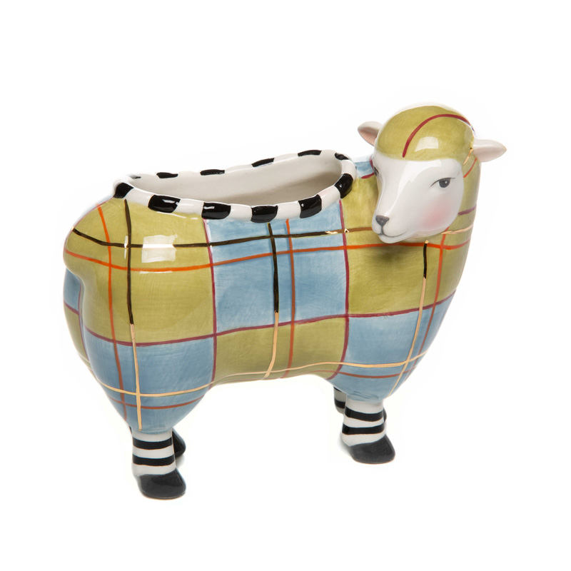 MacKenzie-Childs Tartan Sheep Vase