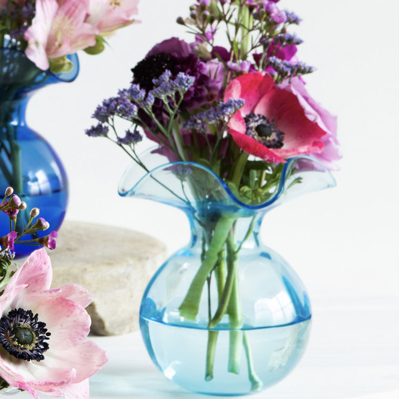 Vietri Hibiscus Glass Aqua Vase, Bud