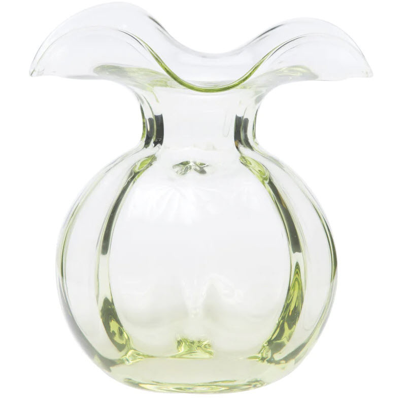 Vietri Hibiscus Glass Green Fluted Vase, Medium