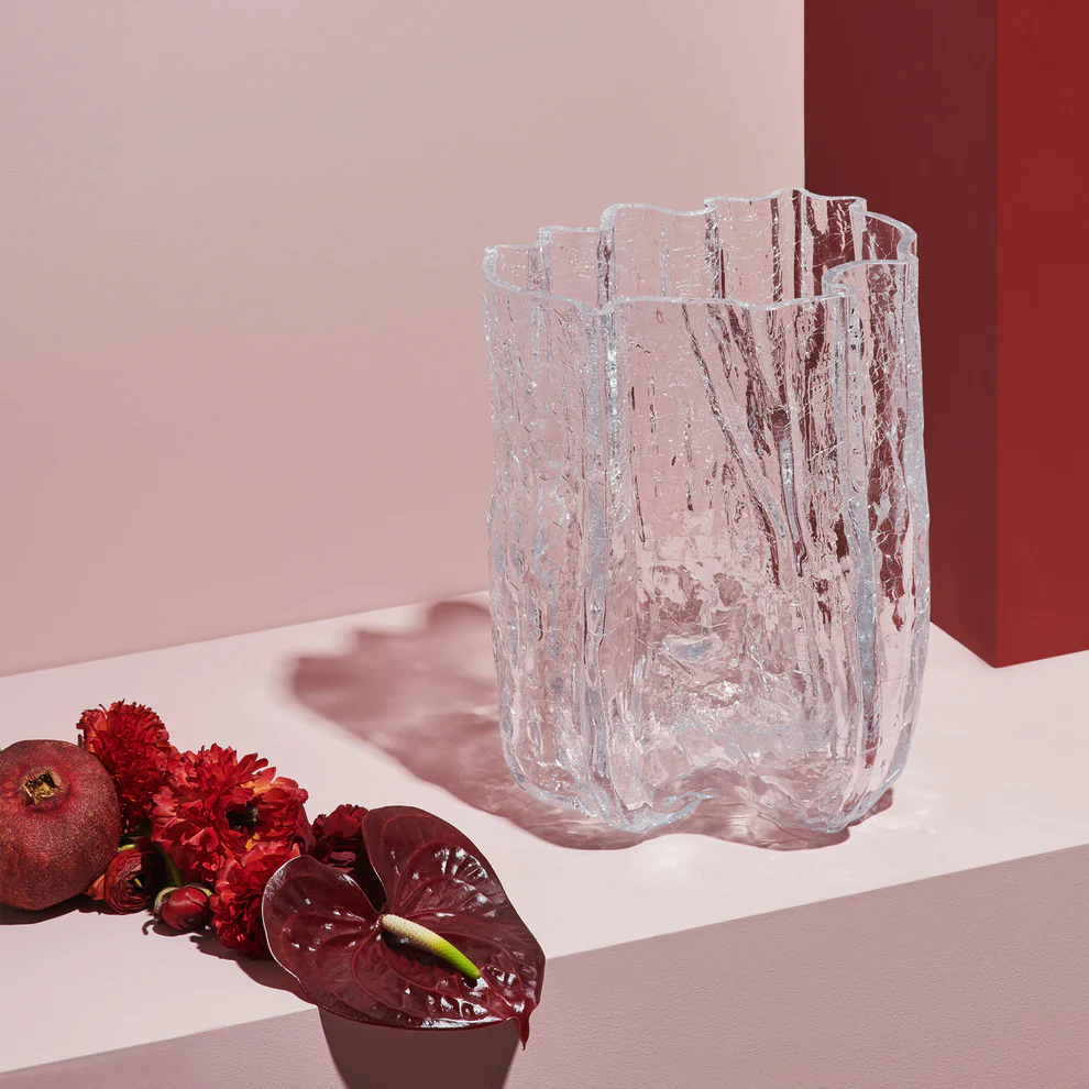 Kosta Boda Clear Crackle Vase, Tall