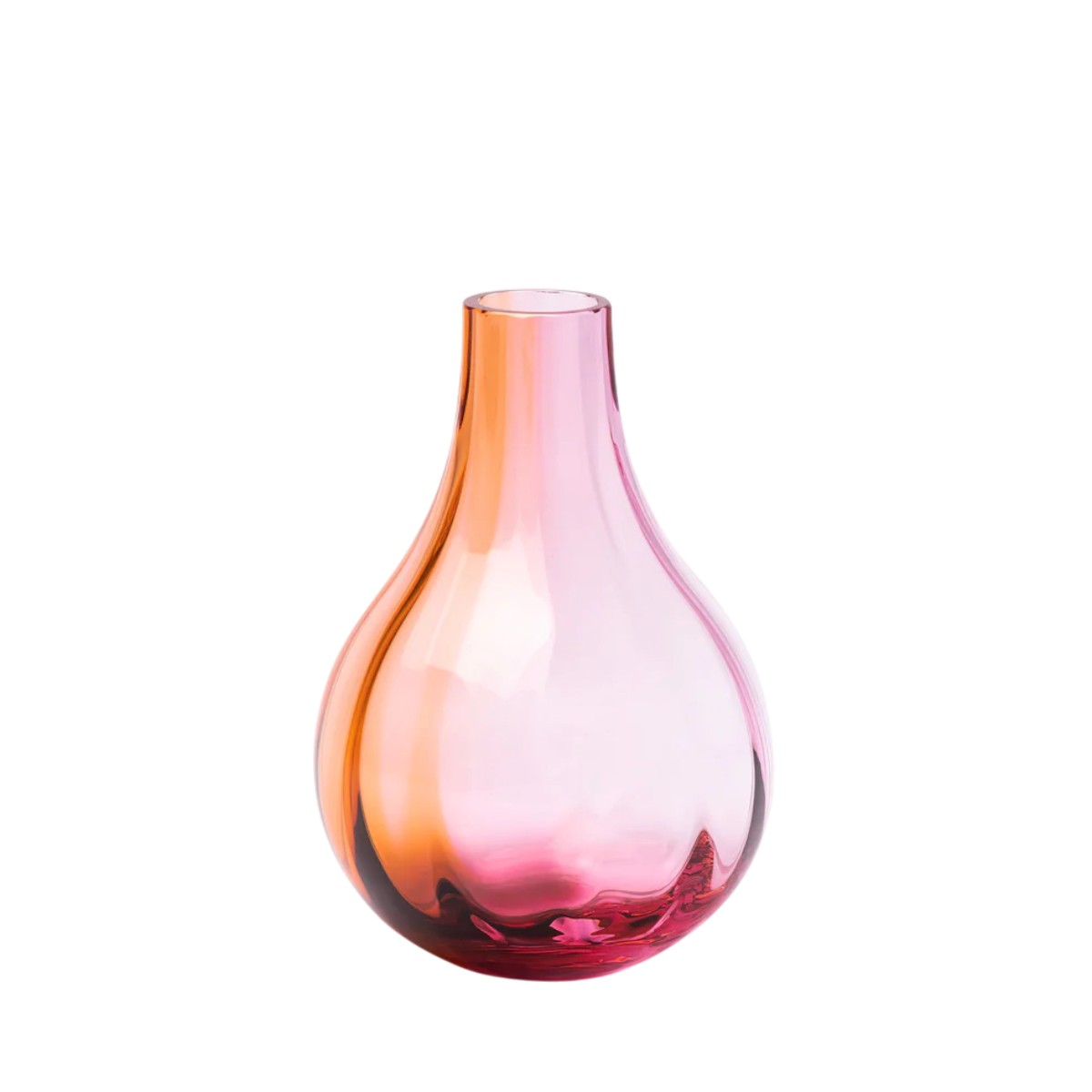 Kosta Boda Iris Vase, Amber and Pink