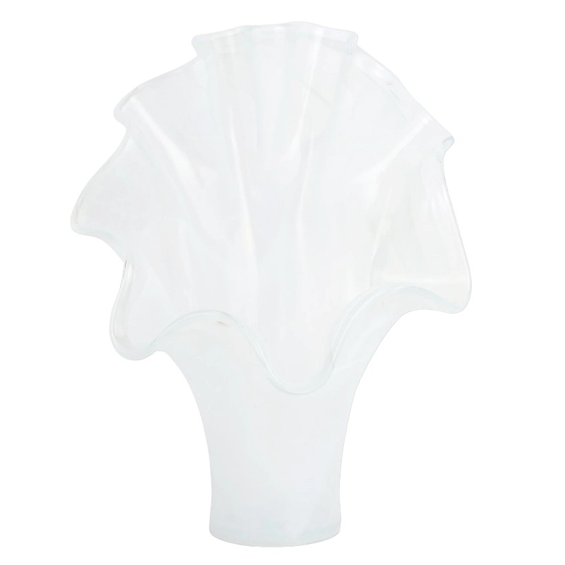 Vietri Onda Glass Fanned Vase, White