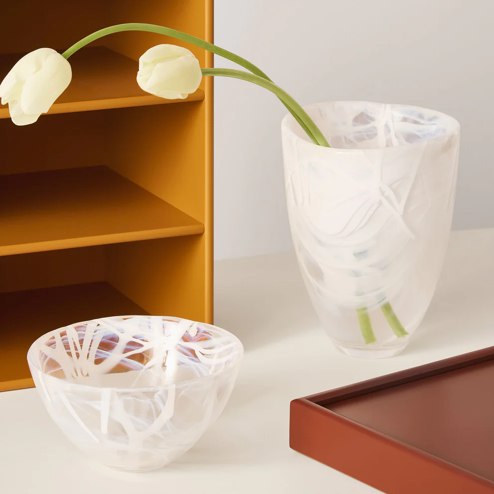 Kosta Boda White on White Contrast Vase