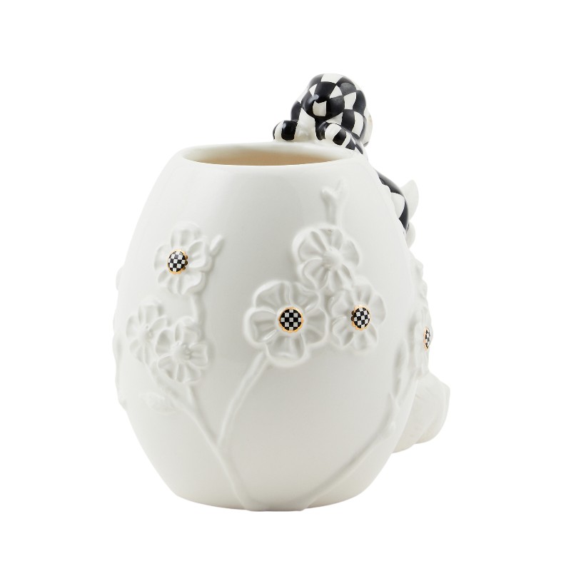 MacKenzie-Childs White Rabbit Ceramic Climbing Bunnies Vase