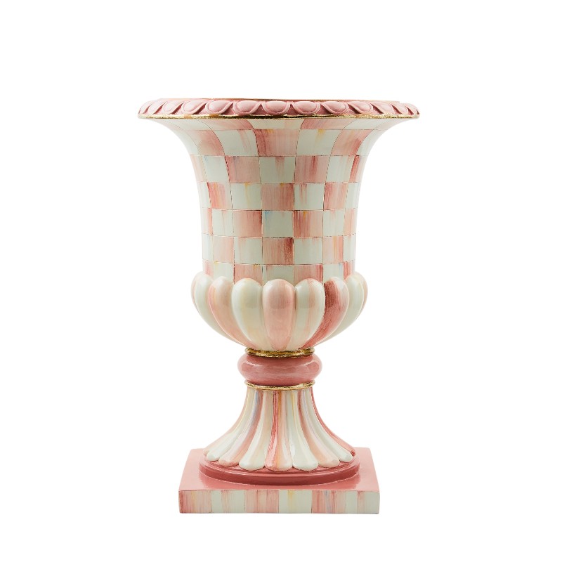 MacKenzie-Childs Rosy Check Pedestal Tabletop Urn