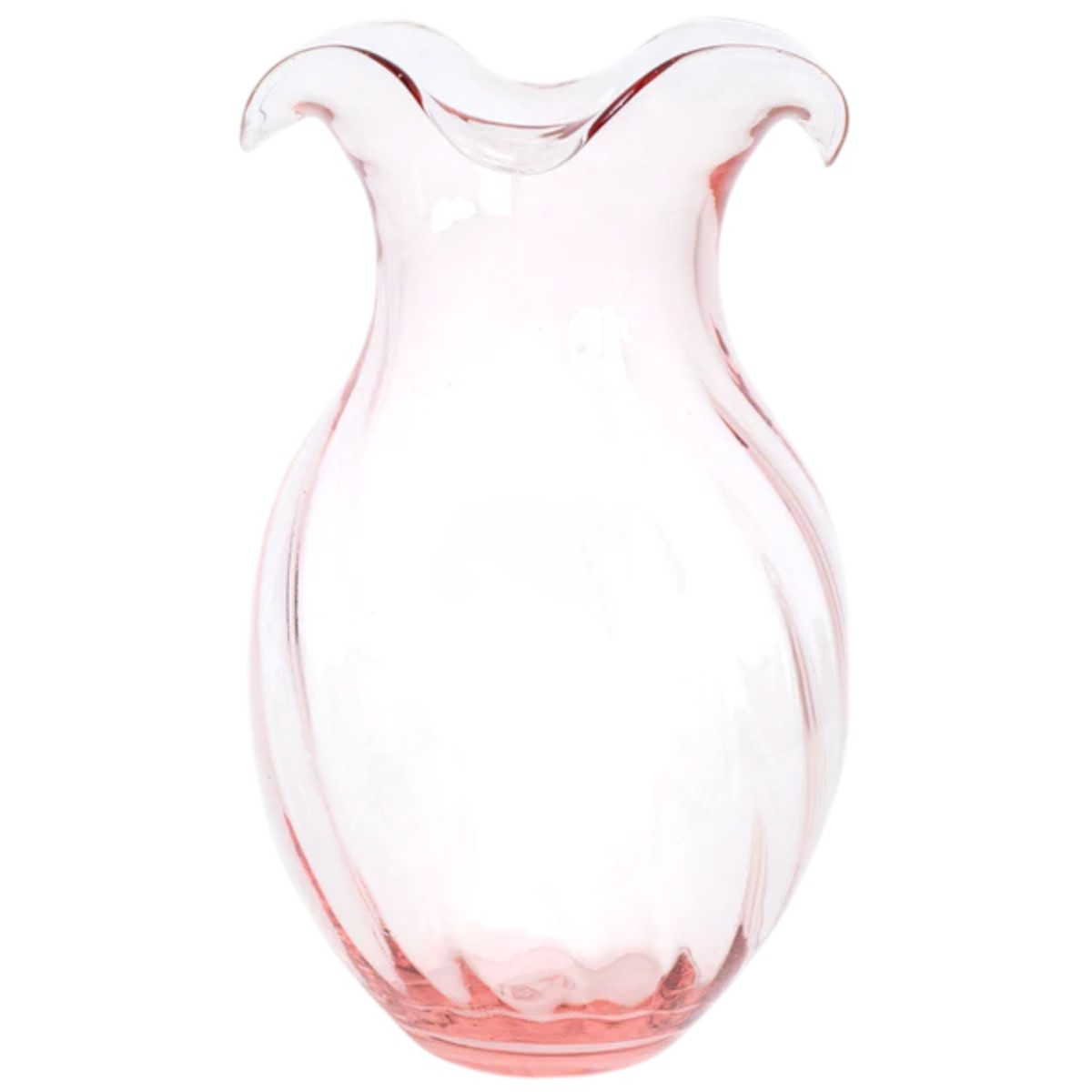 Vietri Hibiscus Glass Vertical Fluted Large Vase, Pink
