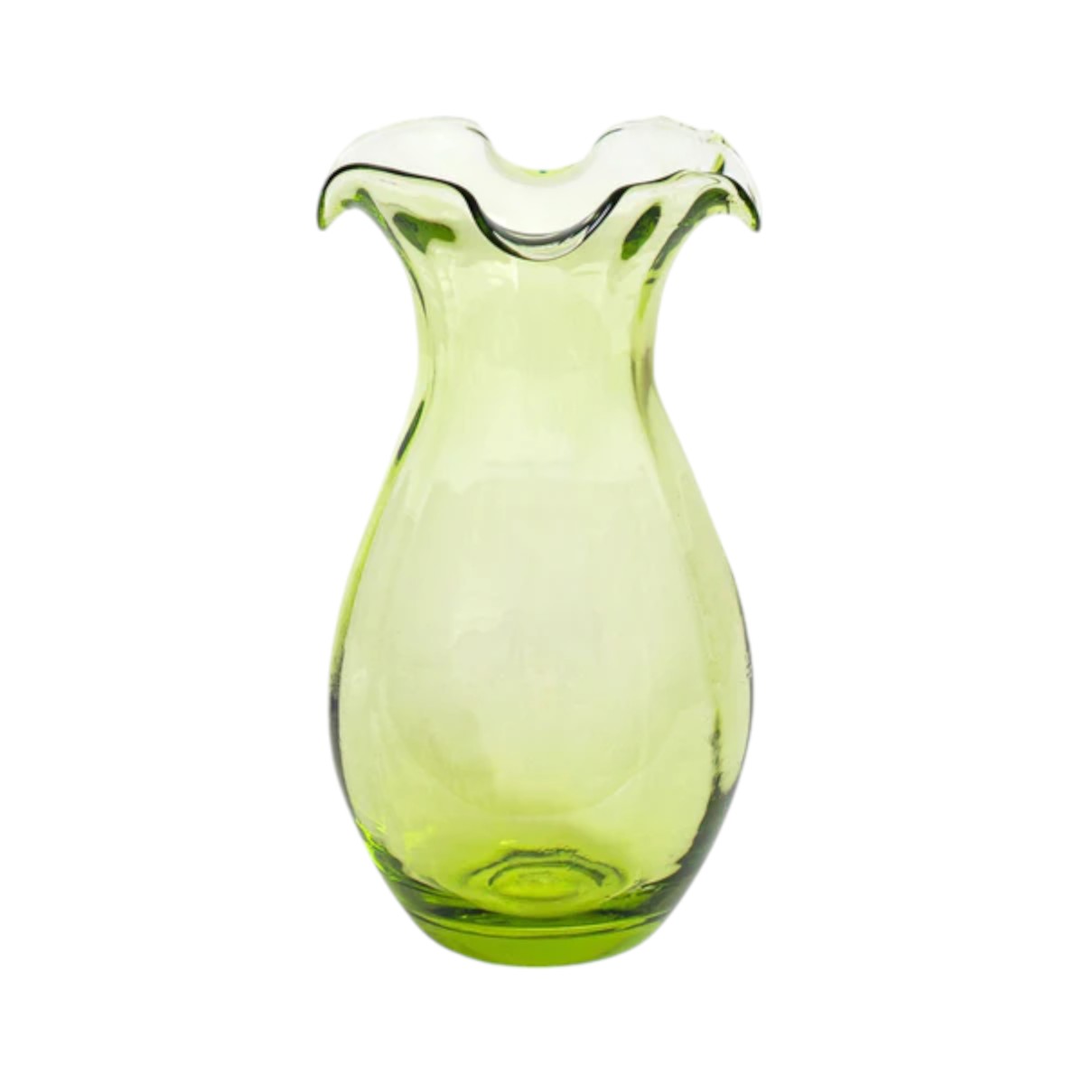 Vietri Hibiscus Glass Vertical Fluted Small Vase, Green