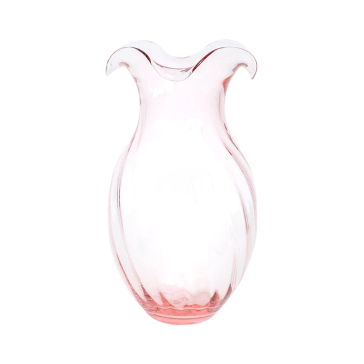 Vietri Hibiscus Glass Vertical Fluted Small Vase, Pink