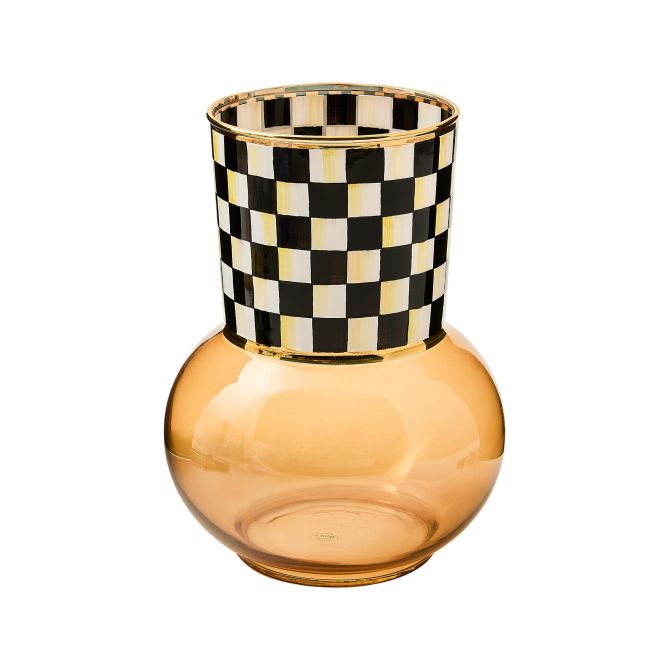 MacKenzie-Childs Glass Vase, Courtly Check