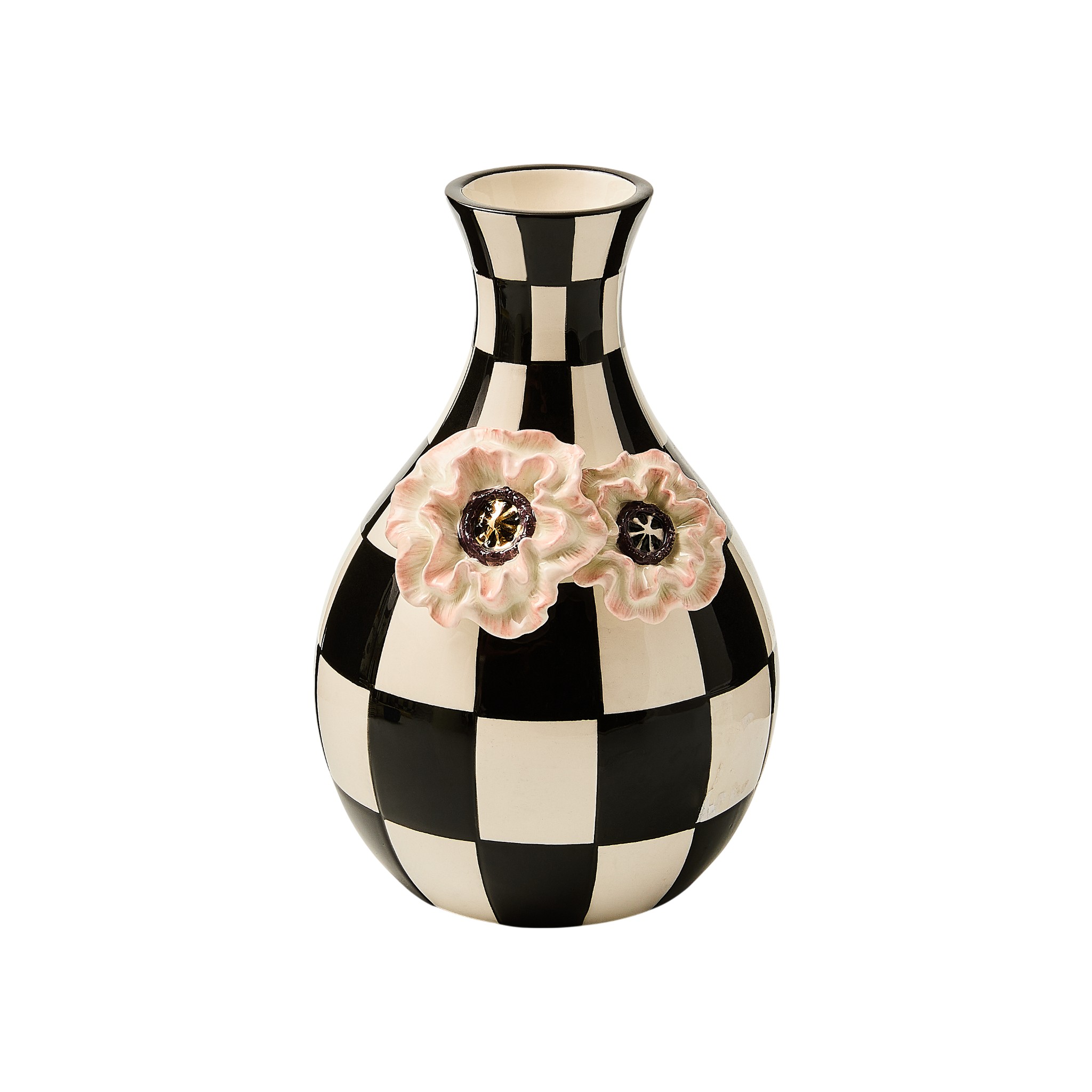 MacKenzie-Childs Blush Poppy Check Vase