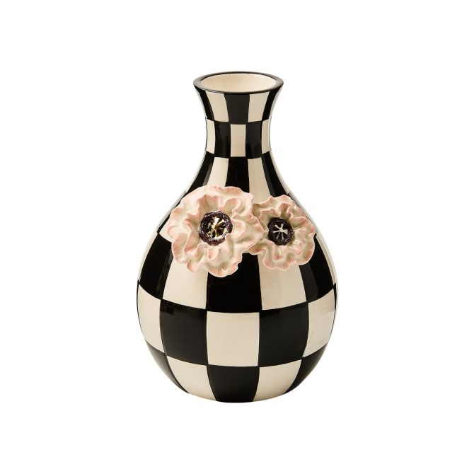 MacKenzie-Childs Blush Poppy Check Vase