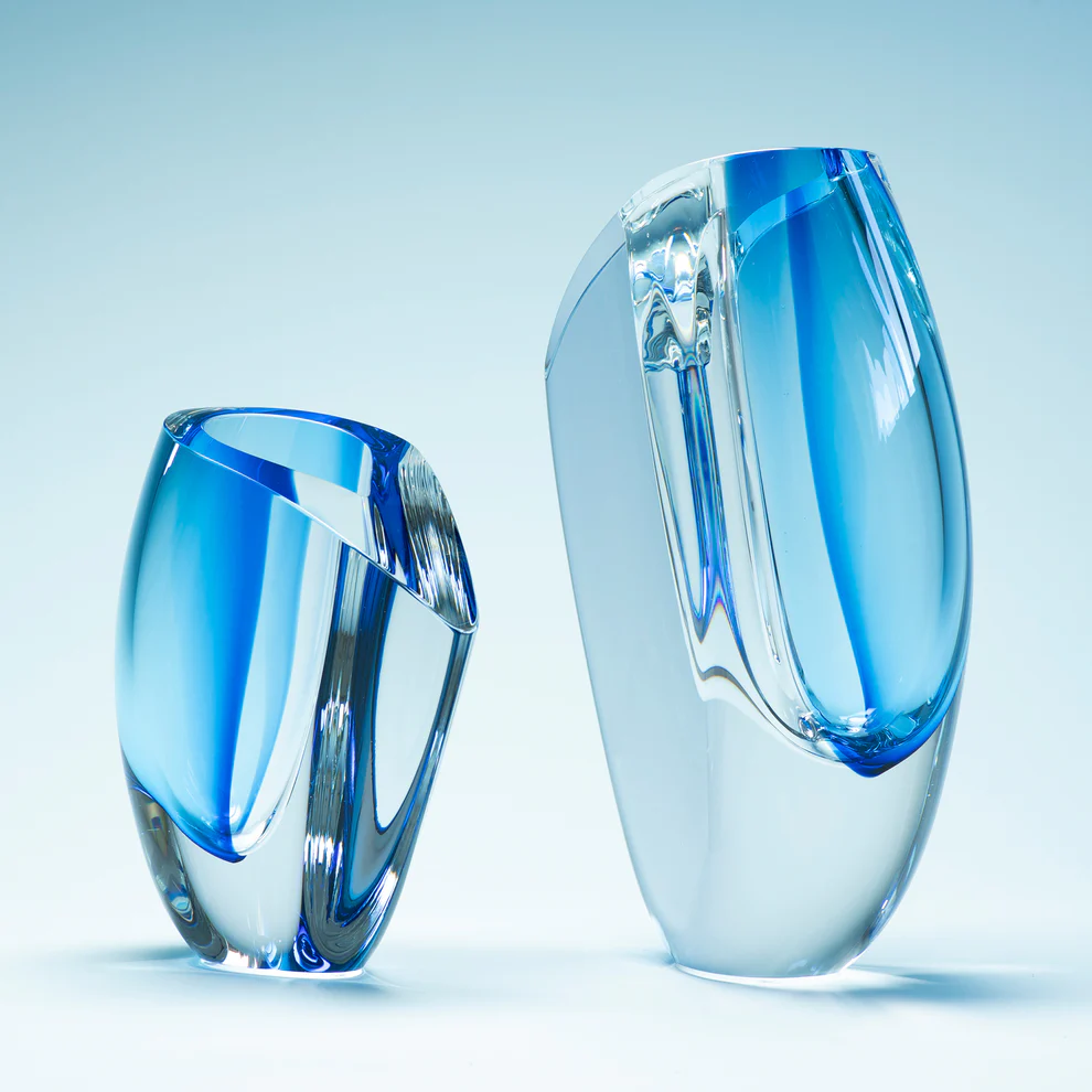 Kosta Boda Blue Mirage Vase, Large