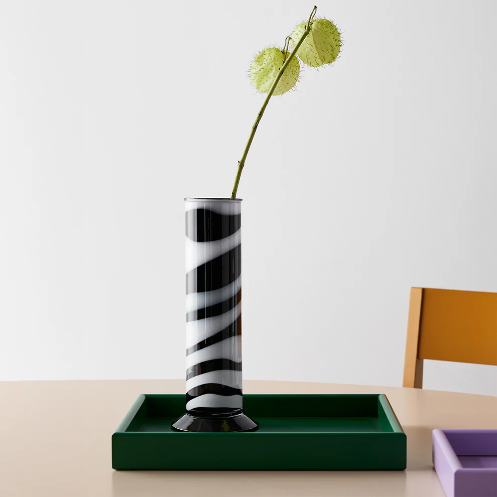 Kosta Boda Lab Cylinder Vase, Black and White