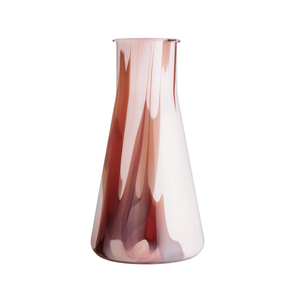 Kosta Boda Lab Erlenmeyer Vase, Pink Red and White