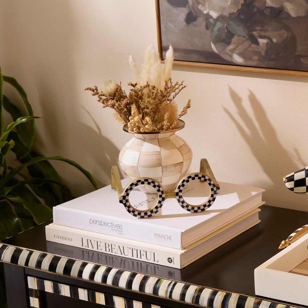 MacKenzie-Childs Vase, Mocha Check