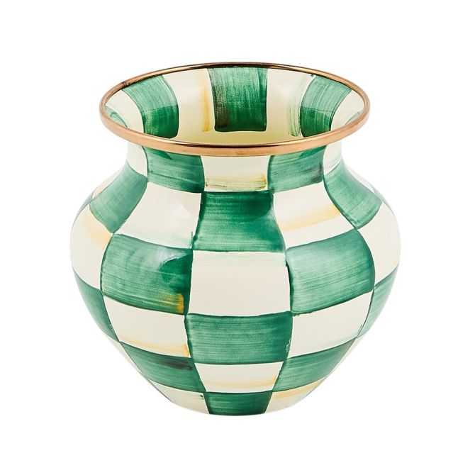 MacKenzie-Childs Vase, Emerald Check