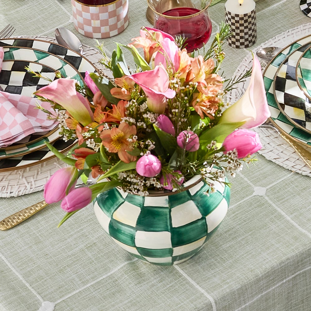 MacKenzie-Childs Vase, Emerald Check