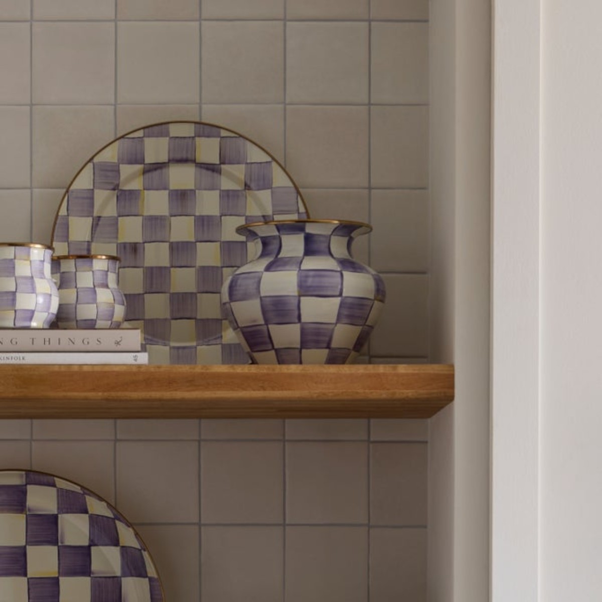 MacKenzie-Childs Large Vase, Violet Check