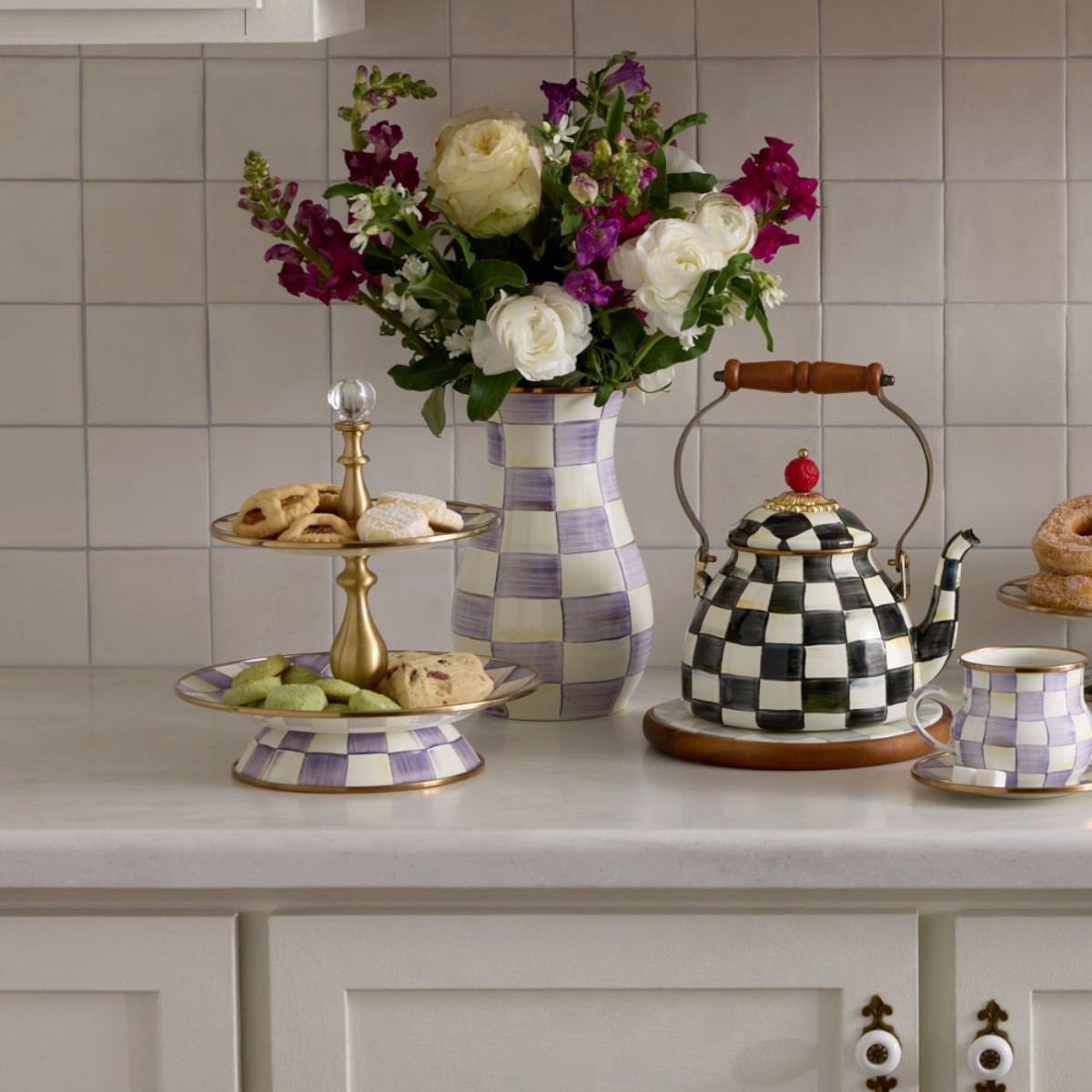 MacKenzie-Childs Tall Vase, Violet Check