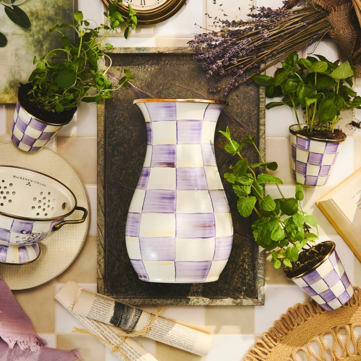 MacKenzie-Childs Tall Vase, Violet Check