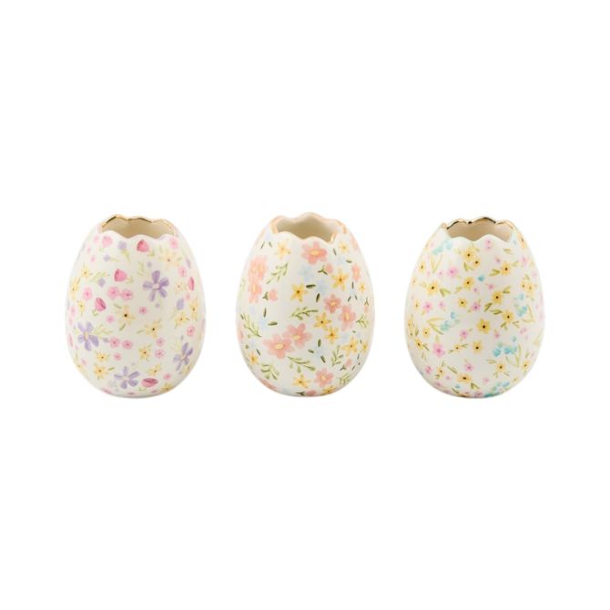 MacKenzie-Childs Ceramic Egg Vases, Set of 3